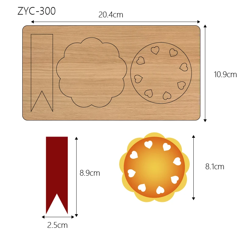 Medal-like wooden cutting molds, suitable for use in die-cutting machines, zyc-300