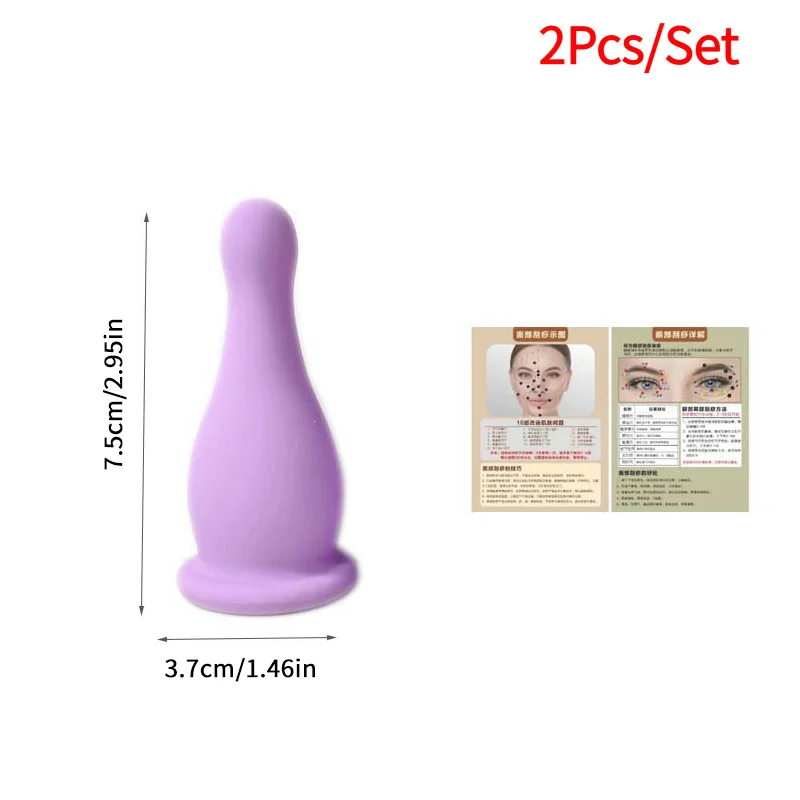 2Pcs/Set Silicone Vacuum Cupping Massage Jars Anti  Massage Facial Suction Cups Face Neck Lift Skin Scraping Guasha Anti Wrinkle