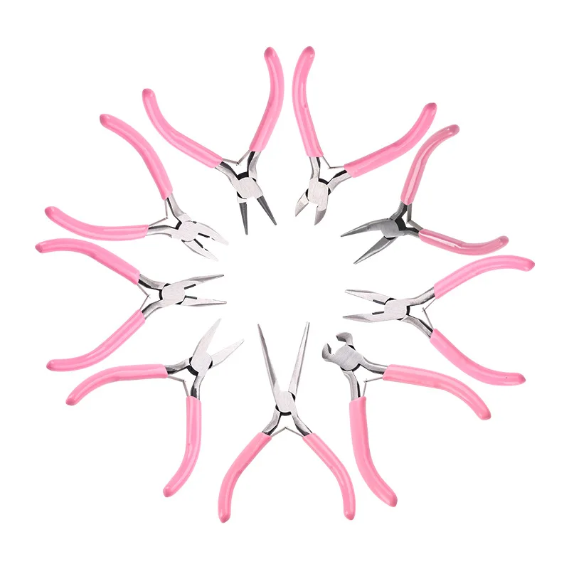 Pink Mini Pliers 9-piece Set DIY Jewelry Jewelry Tool Pliers Jewelry Needle-nosed Pliers Mini Tool Pliers