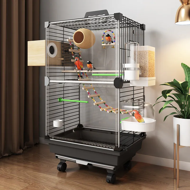 

Stainless Bird Cages With Wheels Inseparable Parrot Things Accessories Bird Cages House Canaries Bird Supplies