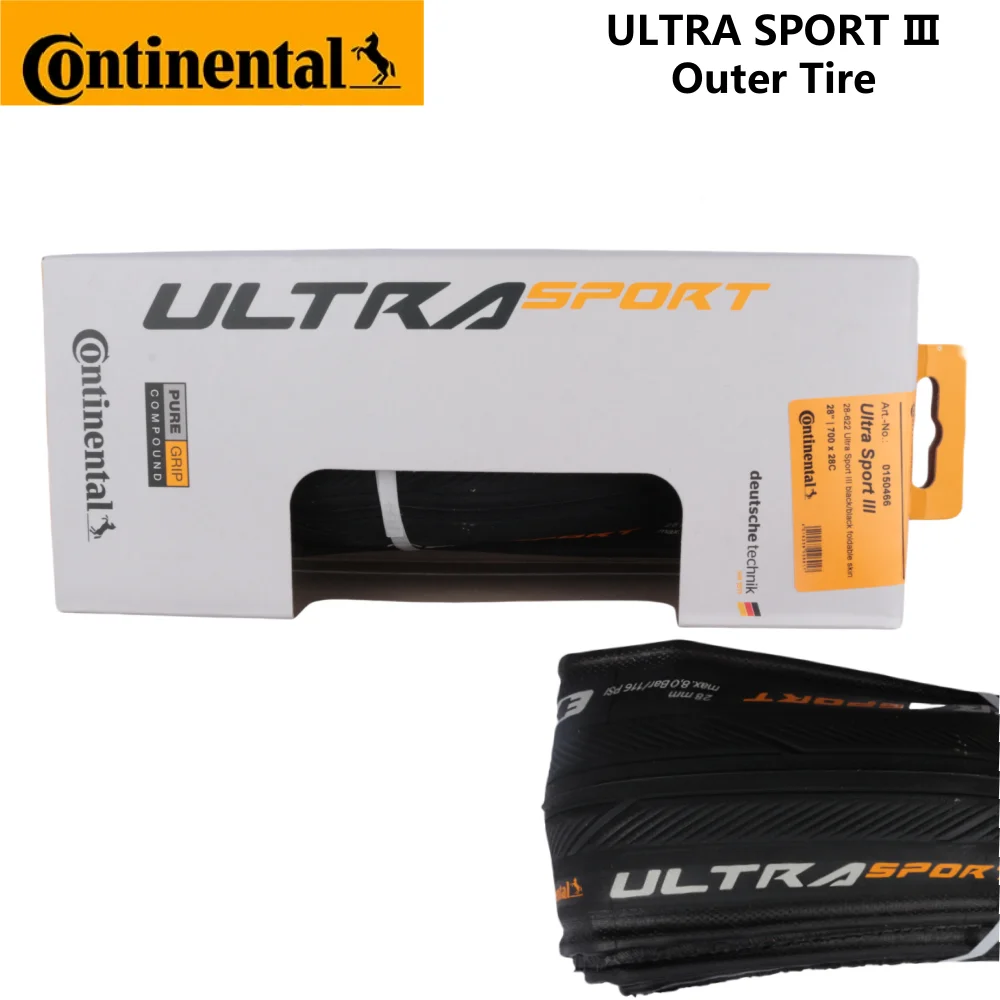 إطار طريق كونتيننتال ULTRA SPORT III قابل للطي 700x23C/25C/28C إطار خارجي لمنع الطعنة خفيف للغاية للمبتدئين للتدريب الأصلي