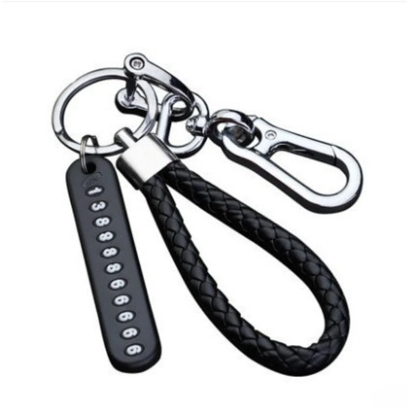 Car Key Anti Loss Number Plate Phone Anti Lost Keychain Braided Rope Pendant Keyring