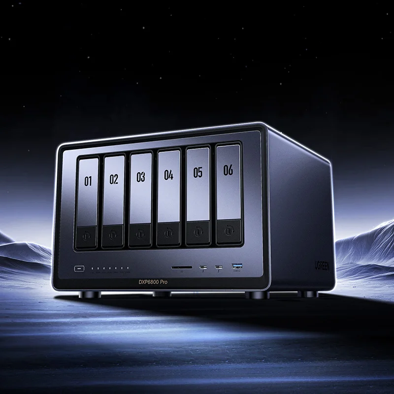 DXP6800 Pro 6-Bay Desktop NAS, I5 1235u 10-Core CPU, 8GB DDR5 RAM, 128G SSD, 2 * 10GbE, 2 * M.2 NVMe Slots, 8K