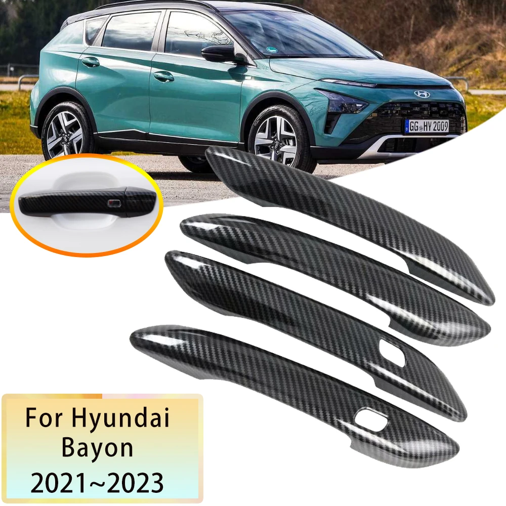 

for Hyundai Bayon 2023 Accessories BC3 CUV 2022 2021 Carbon Fiber Door Outer Handle Cover Trim Car Styling Protective Stickers