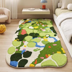 Dopamine Style Rugs for Bedroom Irregular Shape Living Room Decoration Moss Carpet Girl Casual Cute Rug Home Washable Thick Mat