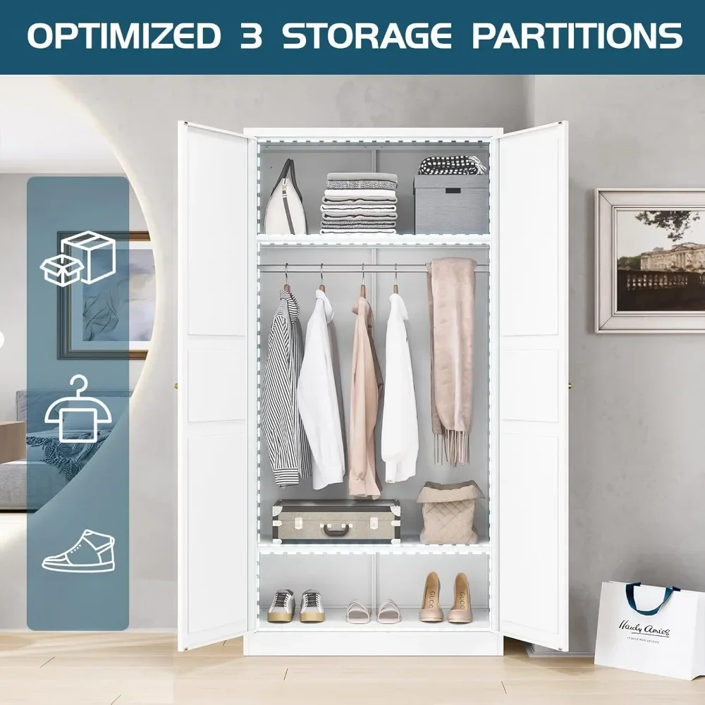 Wardrobe Closet with 2 Doors, 72