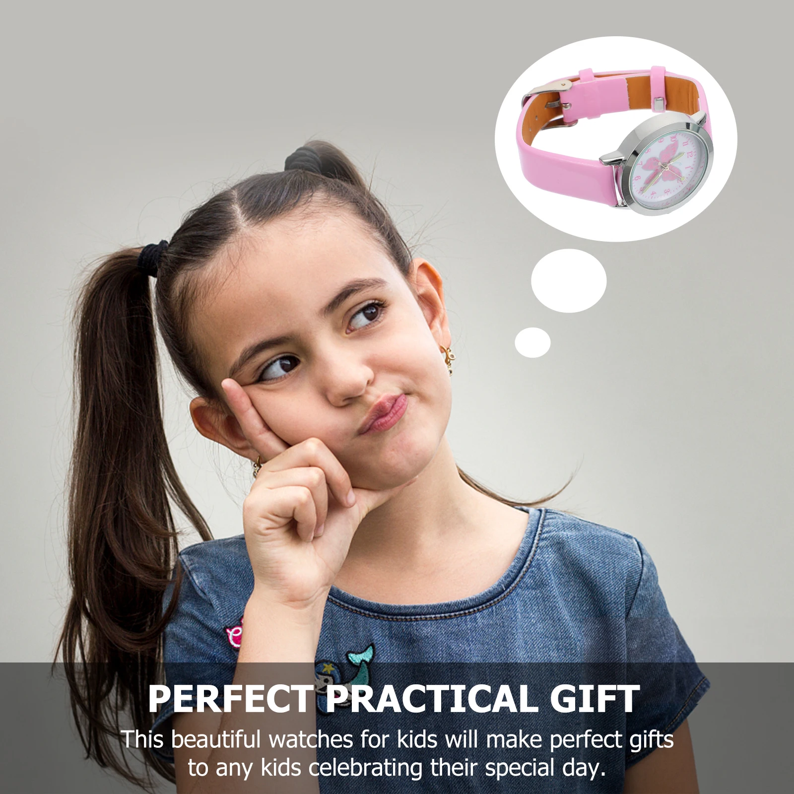 1 orologio per bambini, orologio con motivo a farfalla luminosa, per ragazze, regalo per bambini, design multifunzionale durevole in lega di PU, quadrante trasparente