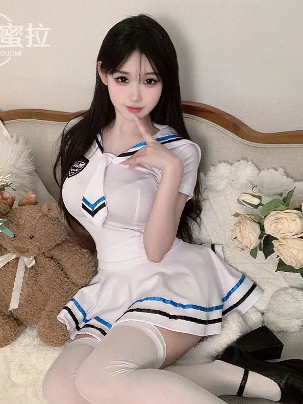 Fun Underwear Female Sexy and Pure JK Sailor made Clothing Bed Temptation Maid Cos Set dress elegant roupas feminina white 5AX4