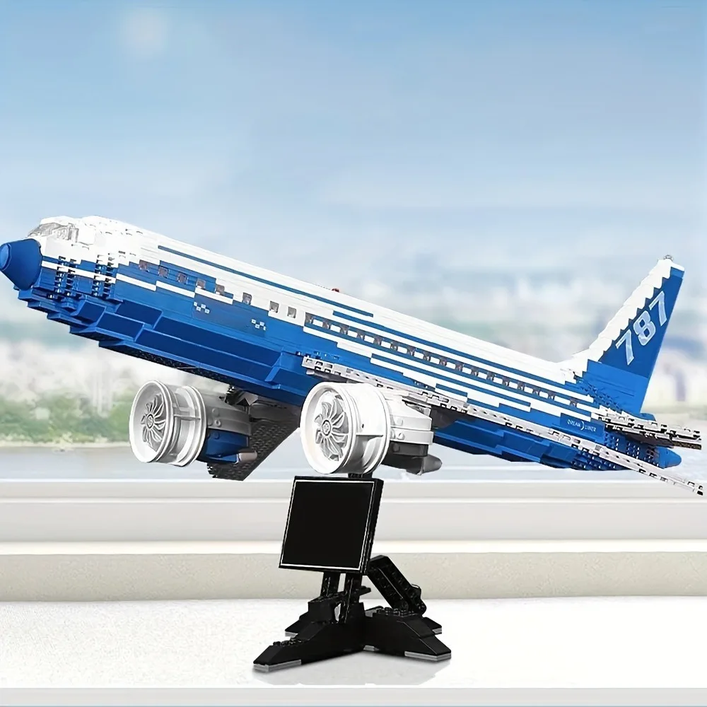 Boeing787飛行機ビルディングブロックセット、モデルレンガ、66cm大規模、都市飛行デスクトップアセンブリ、子供のおもちゃギフト、1353個