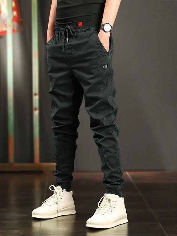 

Slim Fit Men's Casual Pants Autumn Winter Thin Faionable Trousers Korean Sle Versatile Loose Elastic Cuffed Workwear