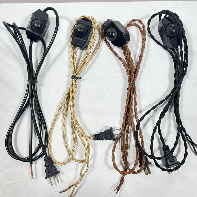 E27 Hand Woven Twist Rope Lamp Head Wire Hemp Rope Pendant Lamp Braided Wire With Plug Dimming Switch Lamp Line LED Lamp Holder