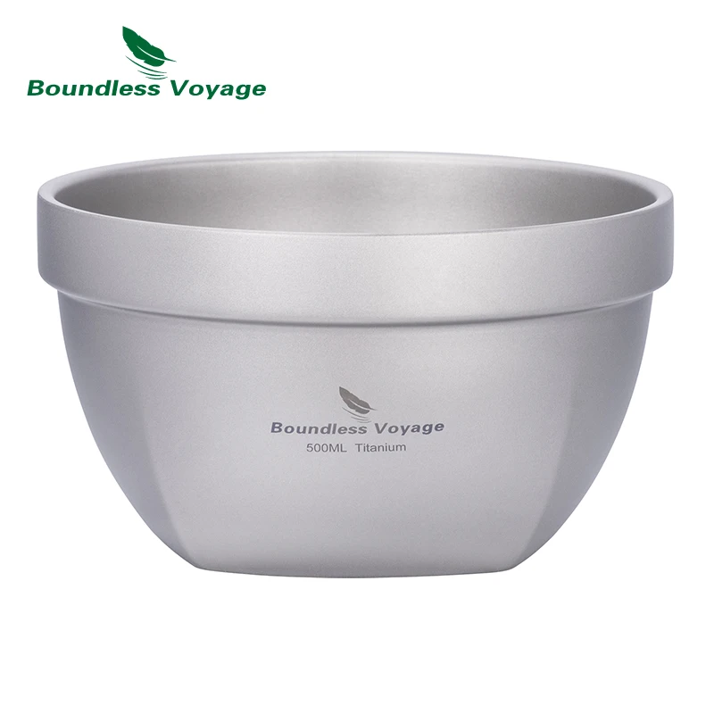 Boundless Voyage Podwójna ścianka Tytanowa miska Owsianka Żywność Ryżowa Miska na zupę Ultralekka zastawa stołowa Outdoor Camping Bowl