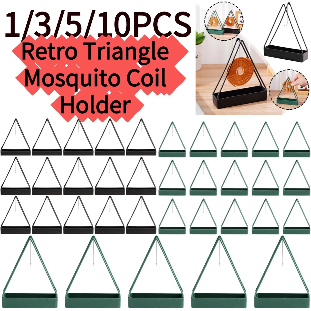 1/3/5/10PCS Triangle Incense Coil Holder with Retro Design, Dual-Use As Home Decor & Safe Mosquito Coil Burner Outdoor Use