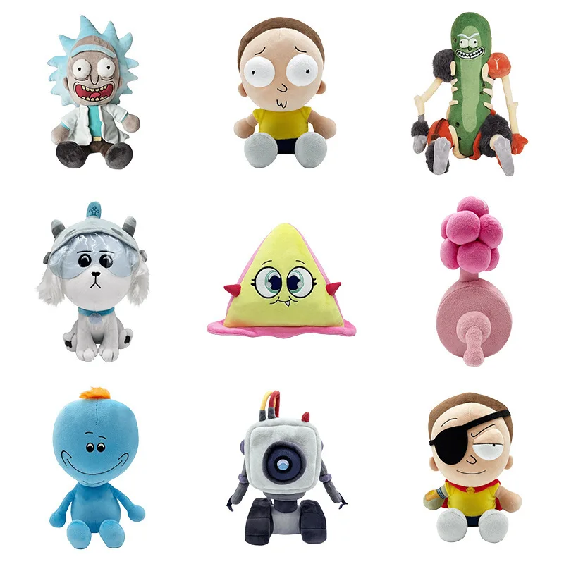 Nuevo peluche de Rick y Morty, muñeco de merchandising de animación, figura de juego de anime, decoración de habitación, regalo de Halloween para niños
