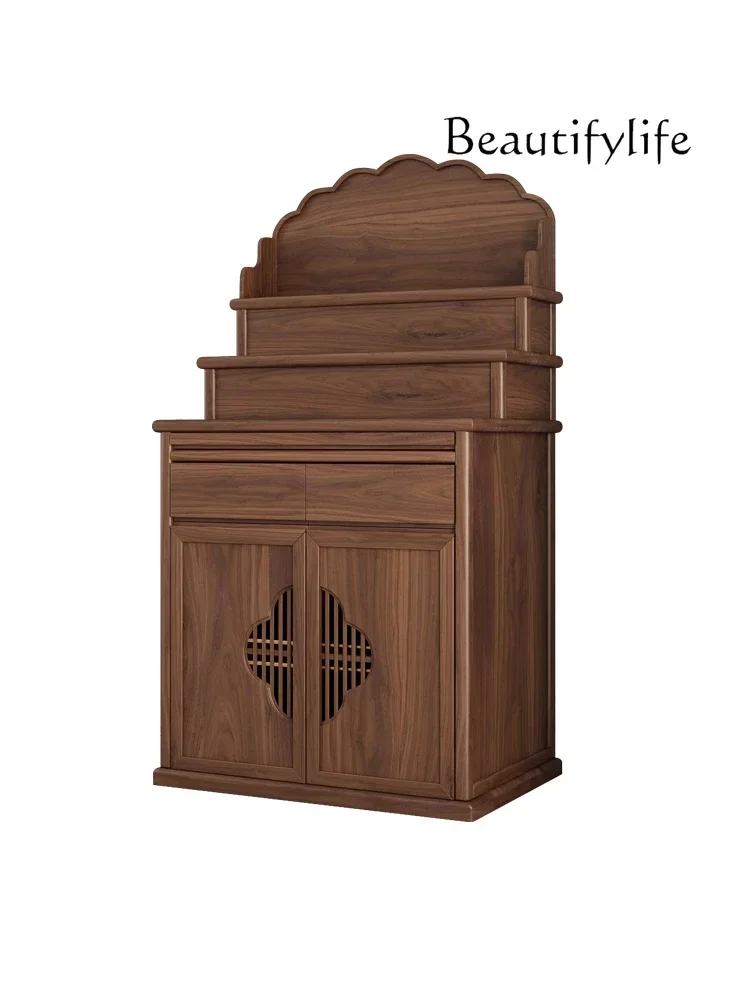 Chinese Simple Altar Incense Burner Table Solid Wood Altar Cabinet Three-Layer Buddha Table Altar Buddha Cabinet