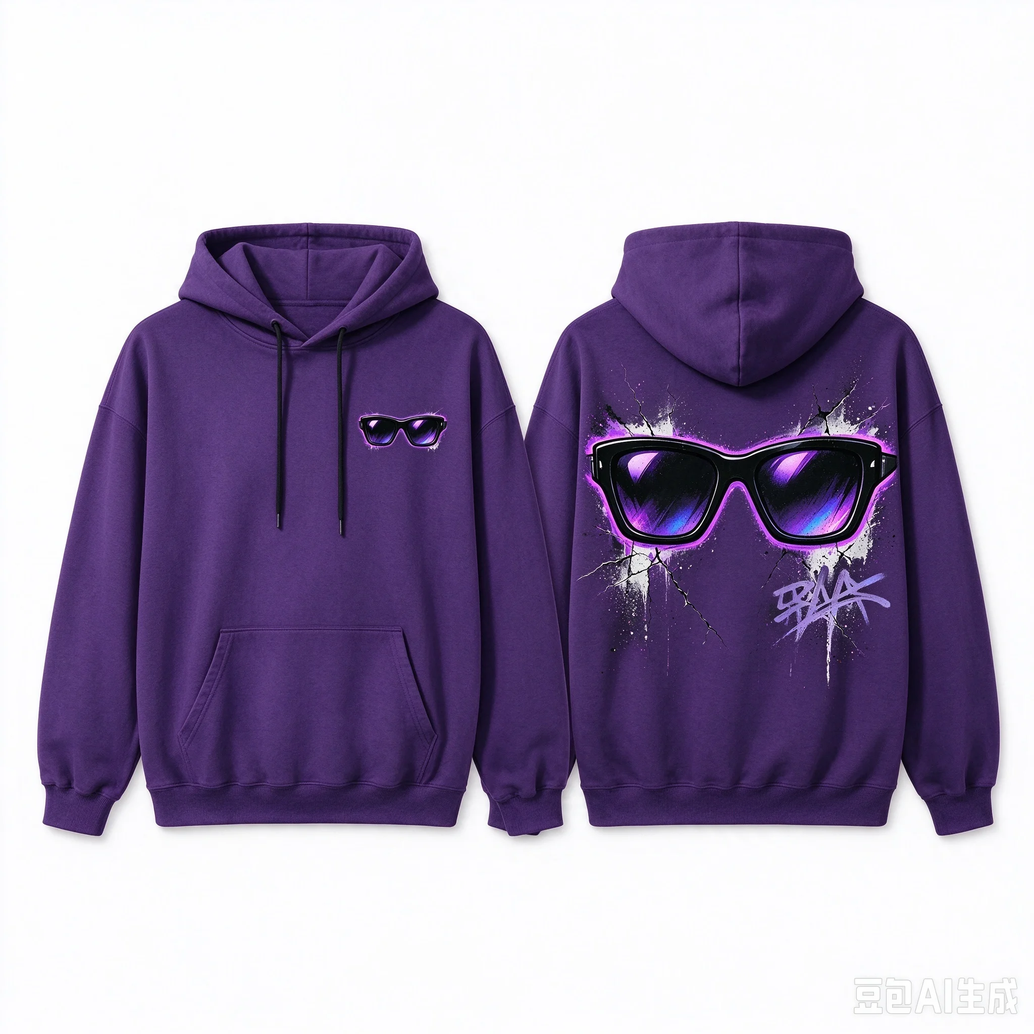 Men's Loose Drawstring Hoodie, Right Chest Small Trendy Grandma Logo, Back Cool Old Lady Head Graphic Pullover, Streetwear Casua