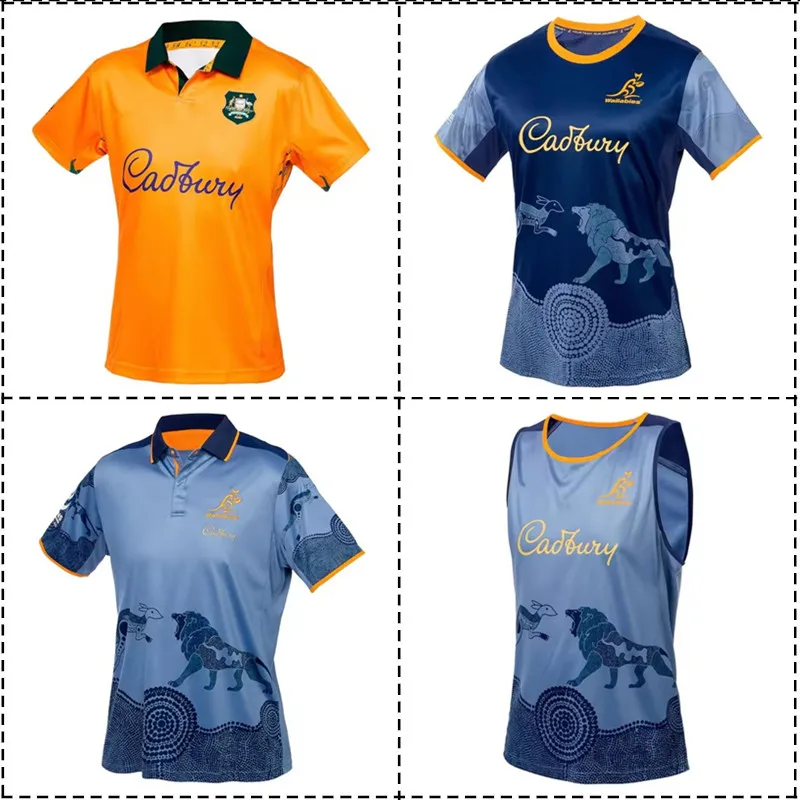 2024/25 Camiseta de rugby de entrenamiento POLO Australian Wallabies Home - Talla para hombre: S-5XL (número de nombre de impresión) Calidad superior