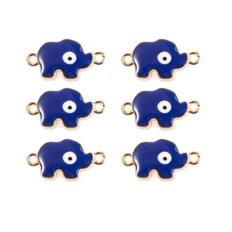 

10PCS/PACK 23*12MM Cute Blue Elephant Enamel Charms Connector For Women Girls DIY Necklace Bracelet Jewelry Accessories