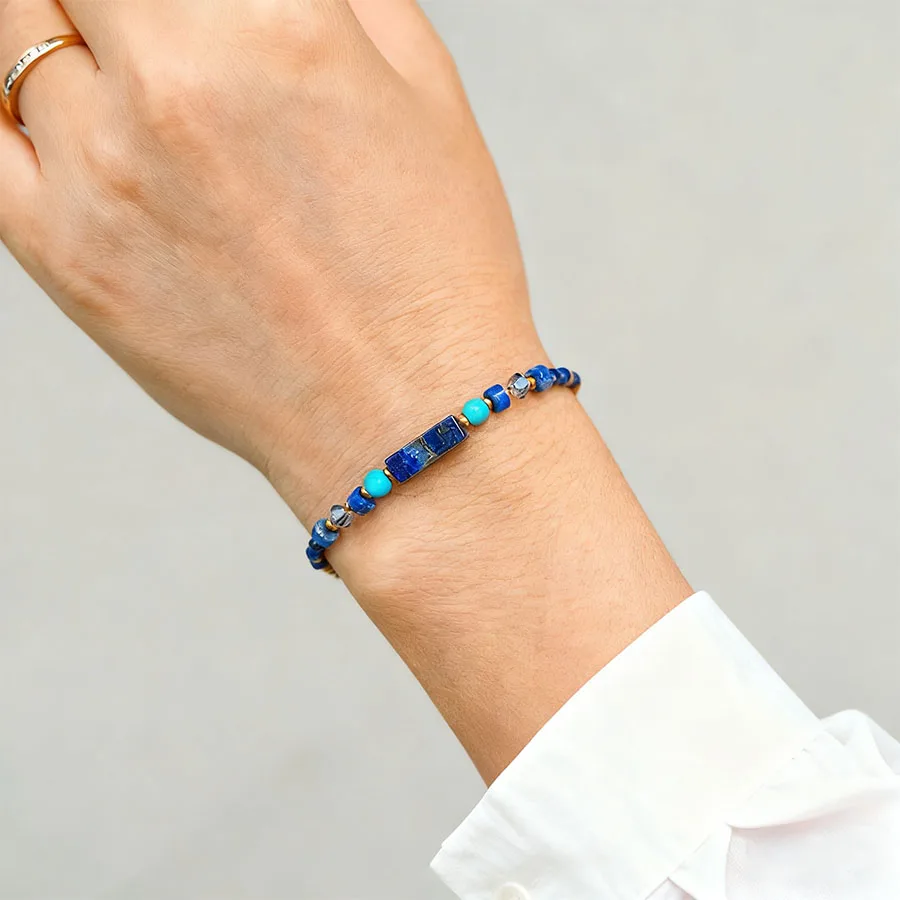 رائعة الحجر الطبيعي سوار مُزين بالخرز للنساء قابل للتعديل سلسلة ذهبية اللون الهندي العقيق كريستال أنيقة مجوهرات الحفلات هدية