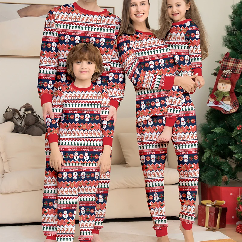 

Christmas Family Pajamas Matching Set Cartoon Print New Year's Clothing Adult Mother Daughter Father Son Kids Baby Soft Pyjamas