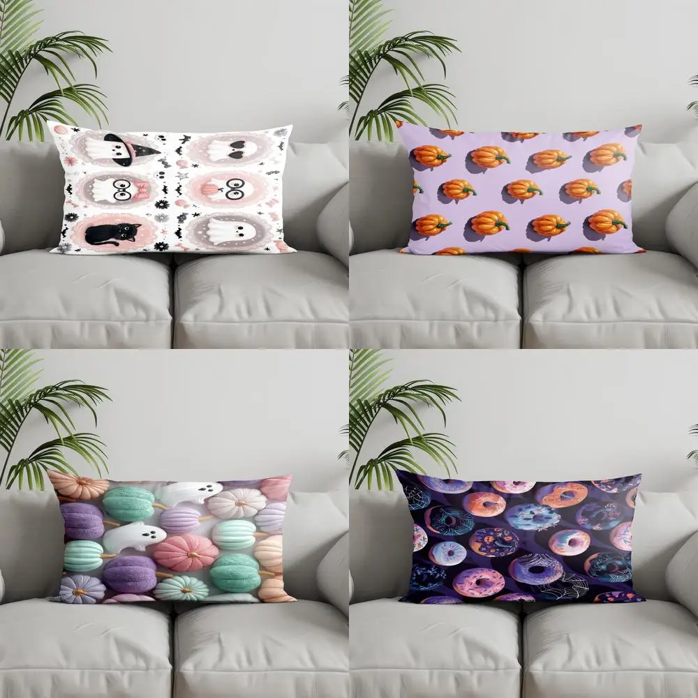 

Home Decor Pumpkin & Bats Halloween Pillow Suitable For Sofa Bedroom Car Pillow Cover Cushion Rectangular Back Cushion