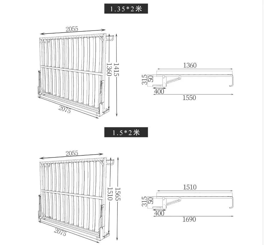 Vertical Horizontal Fold-out Space Saving Wall Murphy Bed Simple Hidden Invisible Wall Beds Without Wooden Box