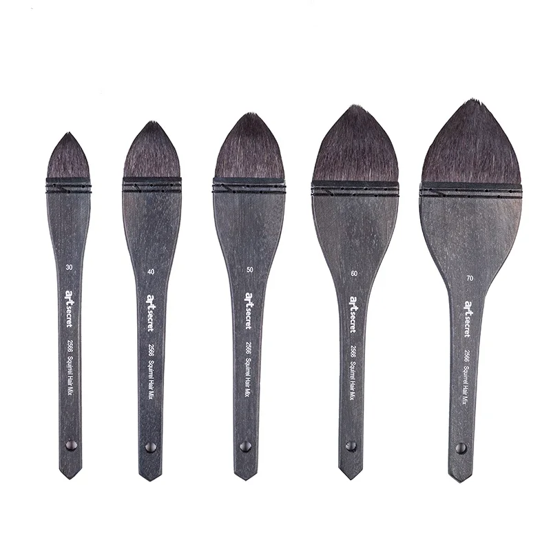 ArtSecret High Grade 2566 2567 Watercolor-Brush Black Handle Wooden Squirrel Hair Mix Art Paint Artist-supplies