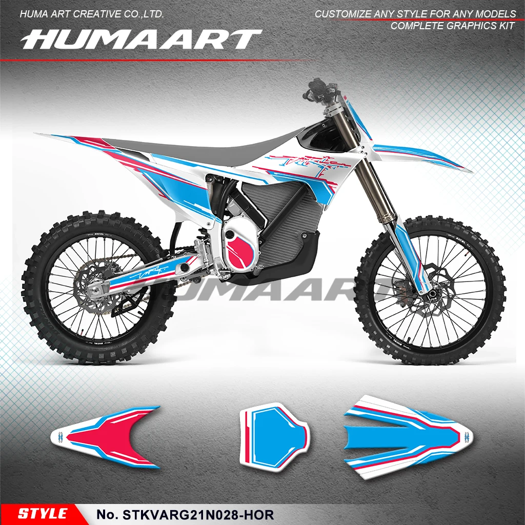 

Наклейки с графическим листом HUMAART в комплекте для электрического мотоцикла Stark Future Varg, белый, синий, номер стиля STKVARG21N028-HOR