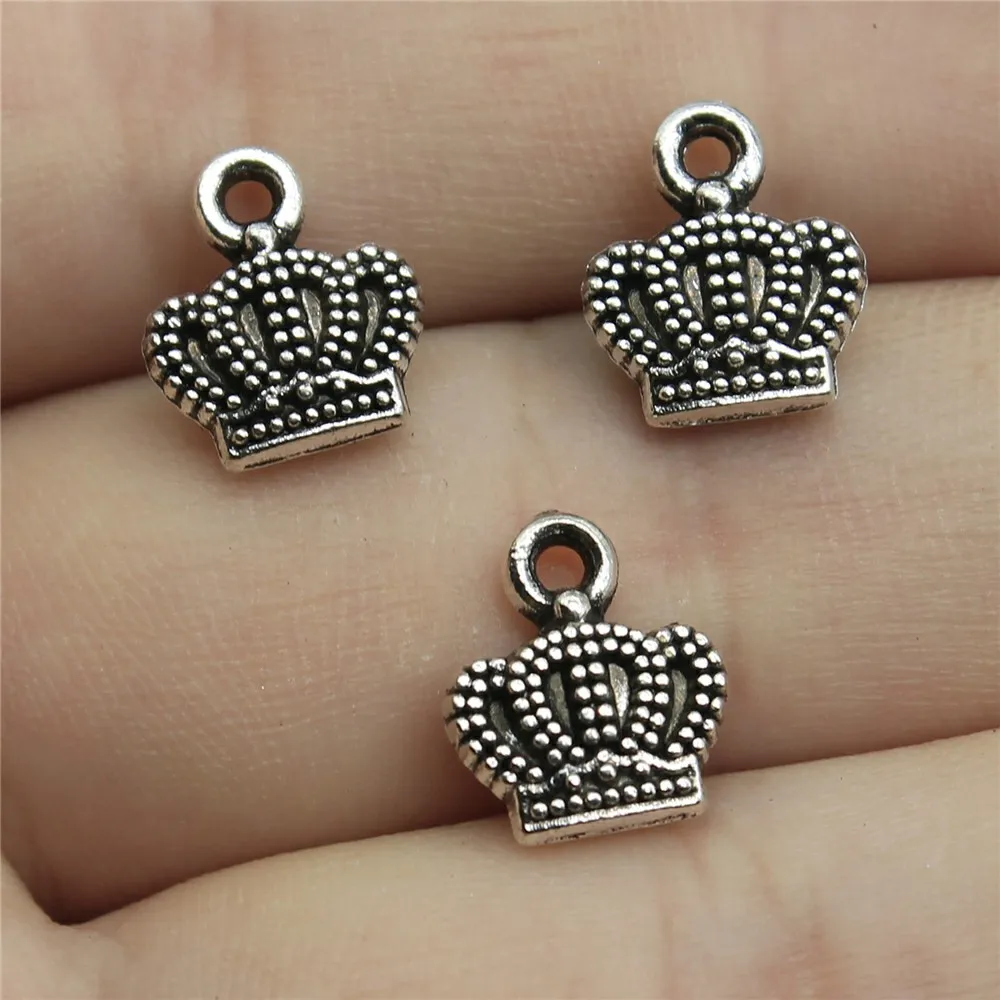 20Pcs/Lot Charms Lovely Crown 11x8mm Tibetan Silver Color Pendants Antique Jewelry Making DIY Handmade Craft