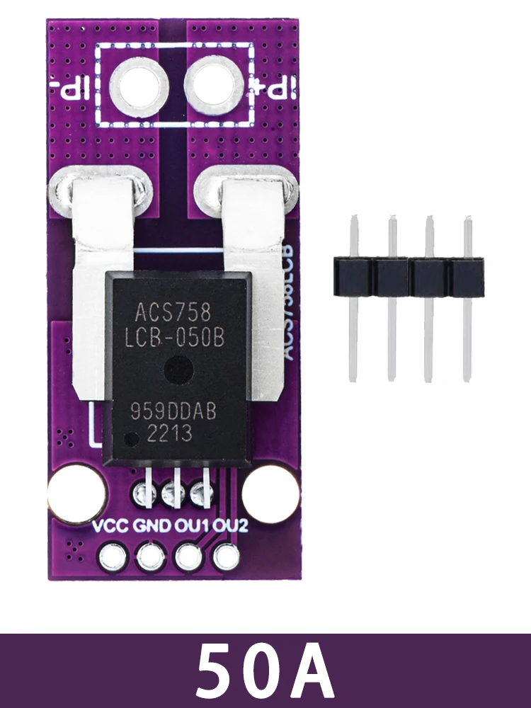 ACS758 Modulo Sensore Di Corrente Hall – ACS758LCB-050B – Alimentazione 3-5V, 100A – Isolamento Galvanico E Bassa Perdita – Per Misure Di Corrente DC/AC