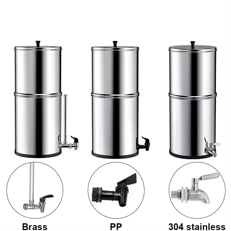 Camping Travel Countertop 2.25 Gallon Stainless Steel Gravity Fed Water Filter System