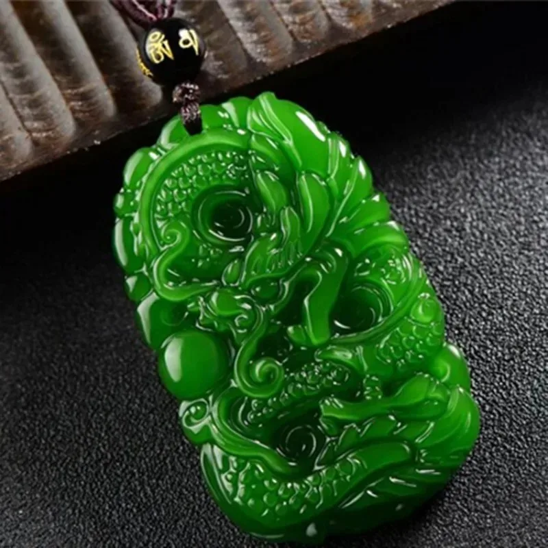 

Natural Chinese Jade Green Hand Carved Zodiac Dragon Pendant Fashion Boutique Jewelry Men and Women Necklace Popular Gift