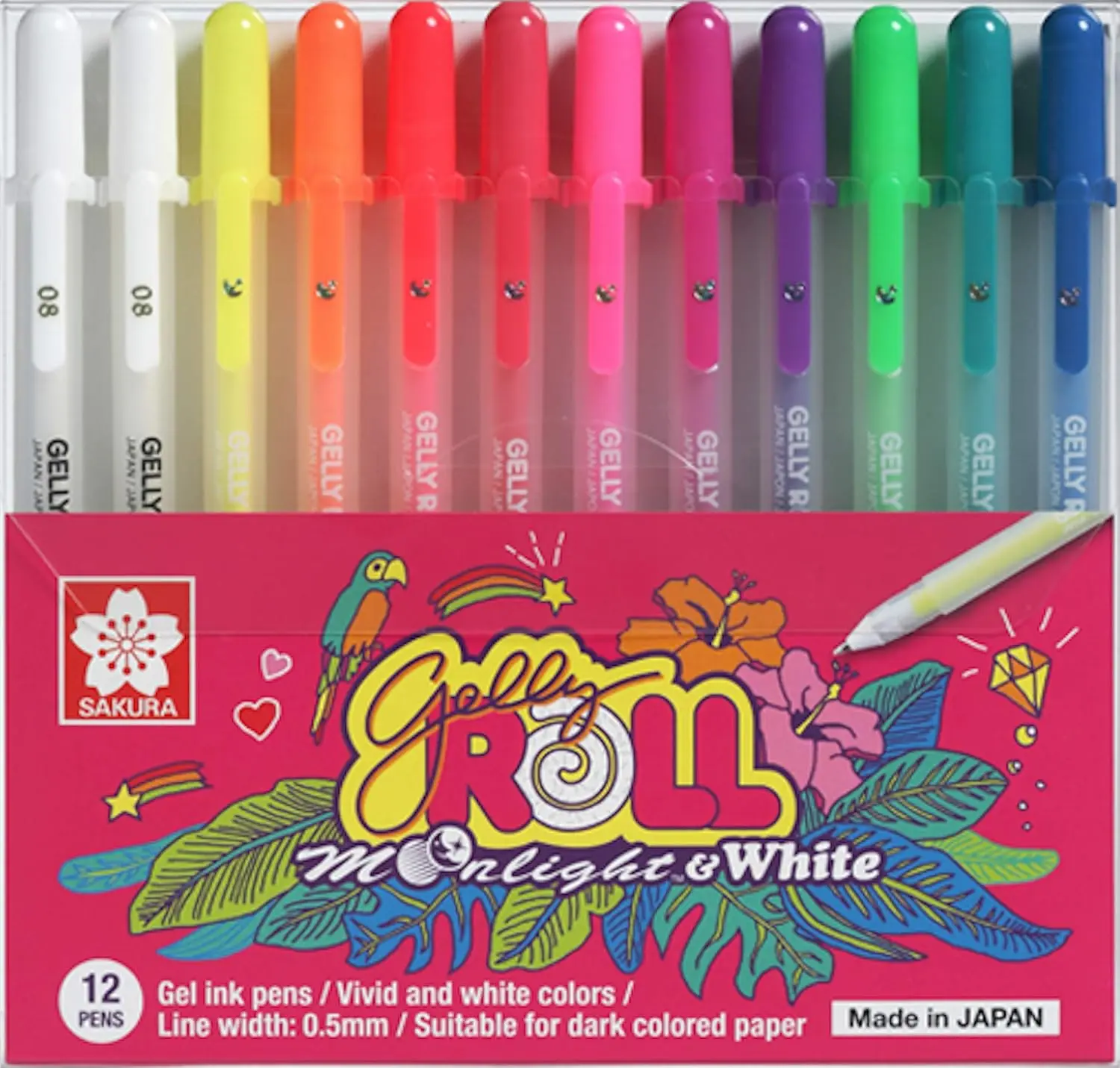 

Limited Edition Moonlight Gel Ink Pen Set - 12 Assorted Colors, Bold Sparkling & Glittering, 0.3-1.0mm Tips