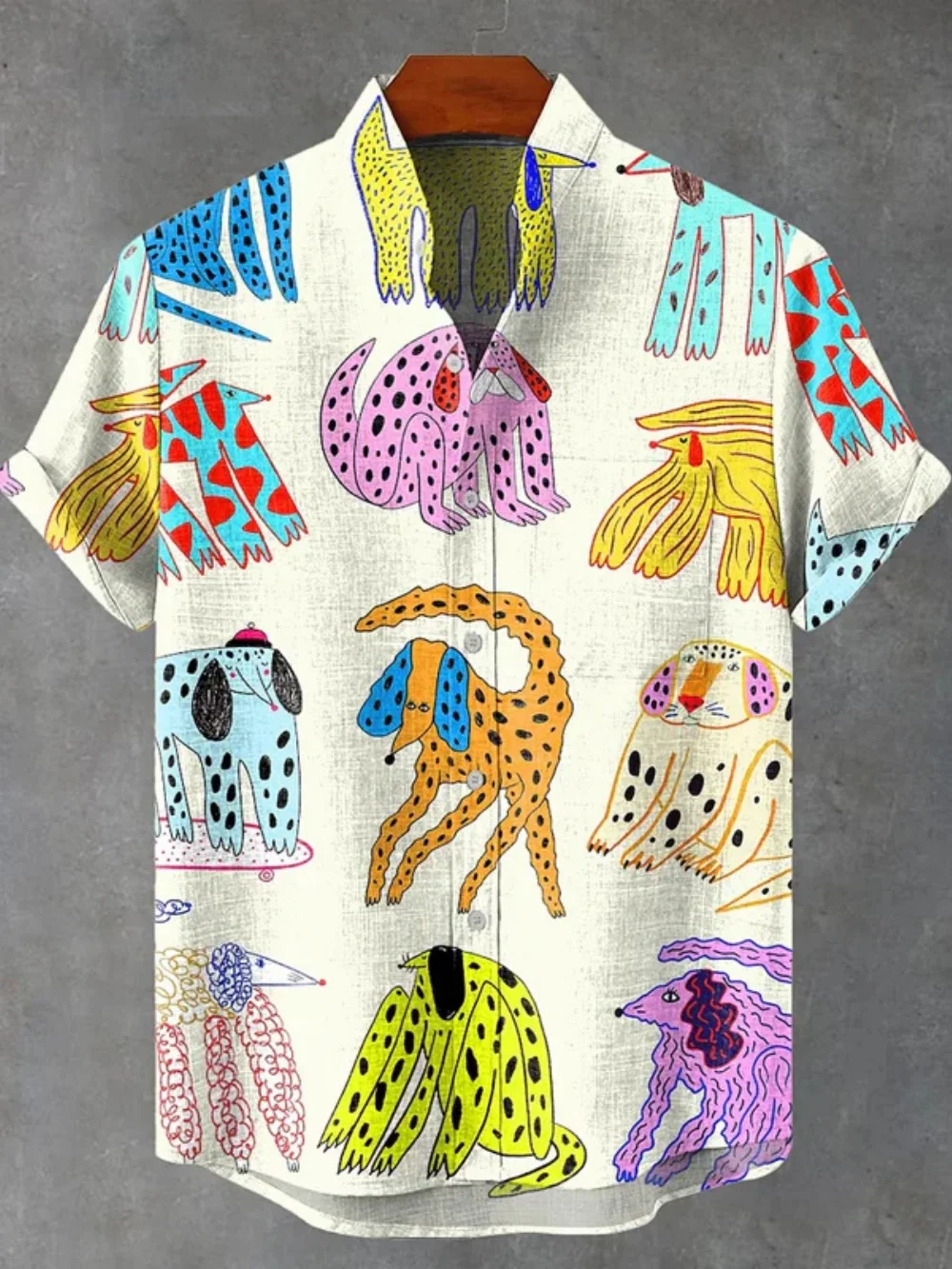 

Men's Summer Short Sleeve Shirt Fashionable Stand up Collar Hawaiian Vacation Casual High-Quality Top Streetwear Linen Shirt