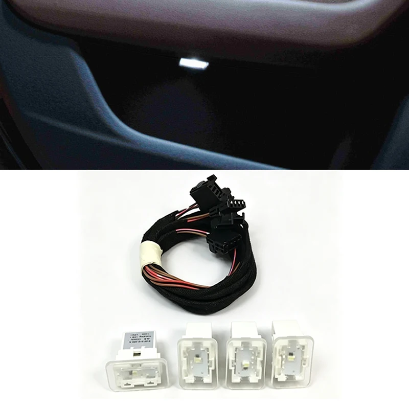 LED door trim Ambient atmosphere storage box light inner door debris box lighting lamp+wiring harness For Audi A4 S4 A5 A6 A7 A8