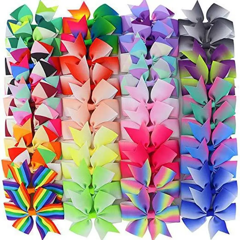 10pcs/lot Korean Stripe Bow for Girl Hair Clip Baby 2020 Bright Baby Handbands for Girls Princess Color Kids Silk Headdress