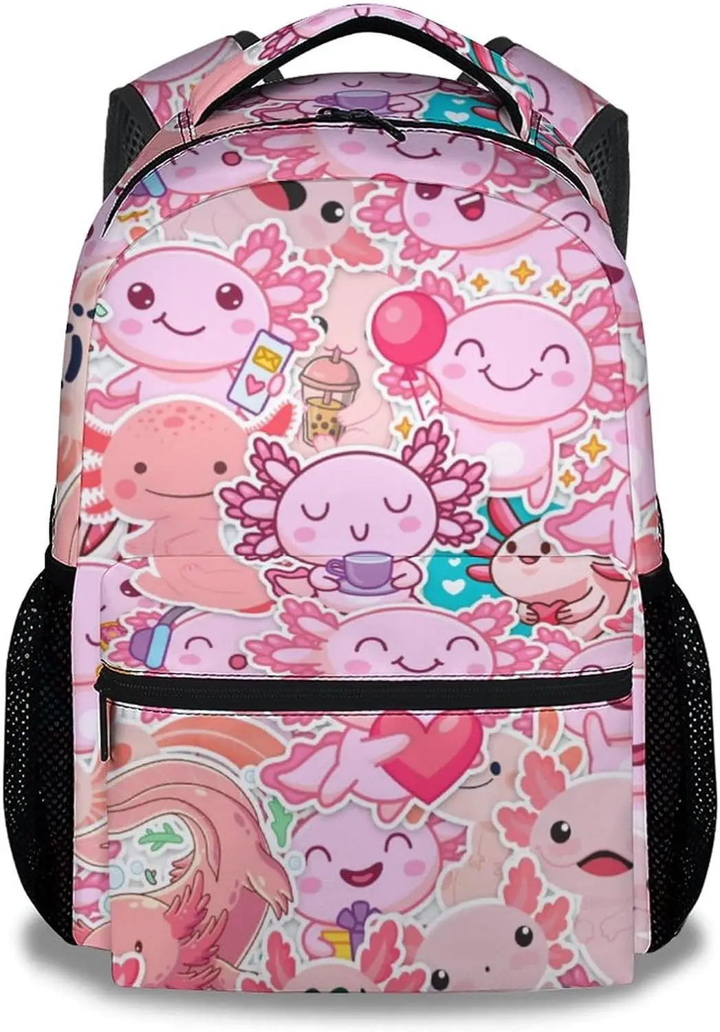 กระเป๋าเป้สะพายหลัง Axolotl สําหรับเด็กผู้หญิง, กระเป๋าเป้สะพายหลังน่ารักขนาด 16 นิ้วที่มีความจุขนาดใหญ่, กระเป๋านักเรียนแล็ปท็อปเดินทางน้ําหนักเบาทนทาน