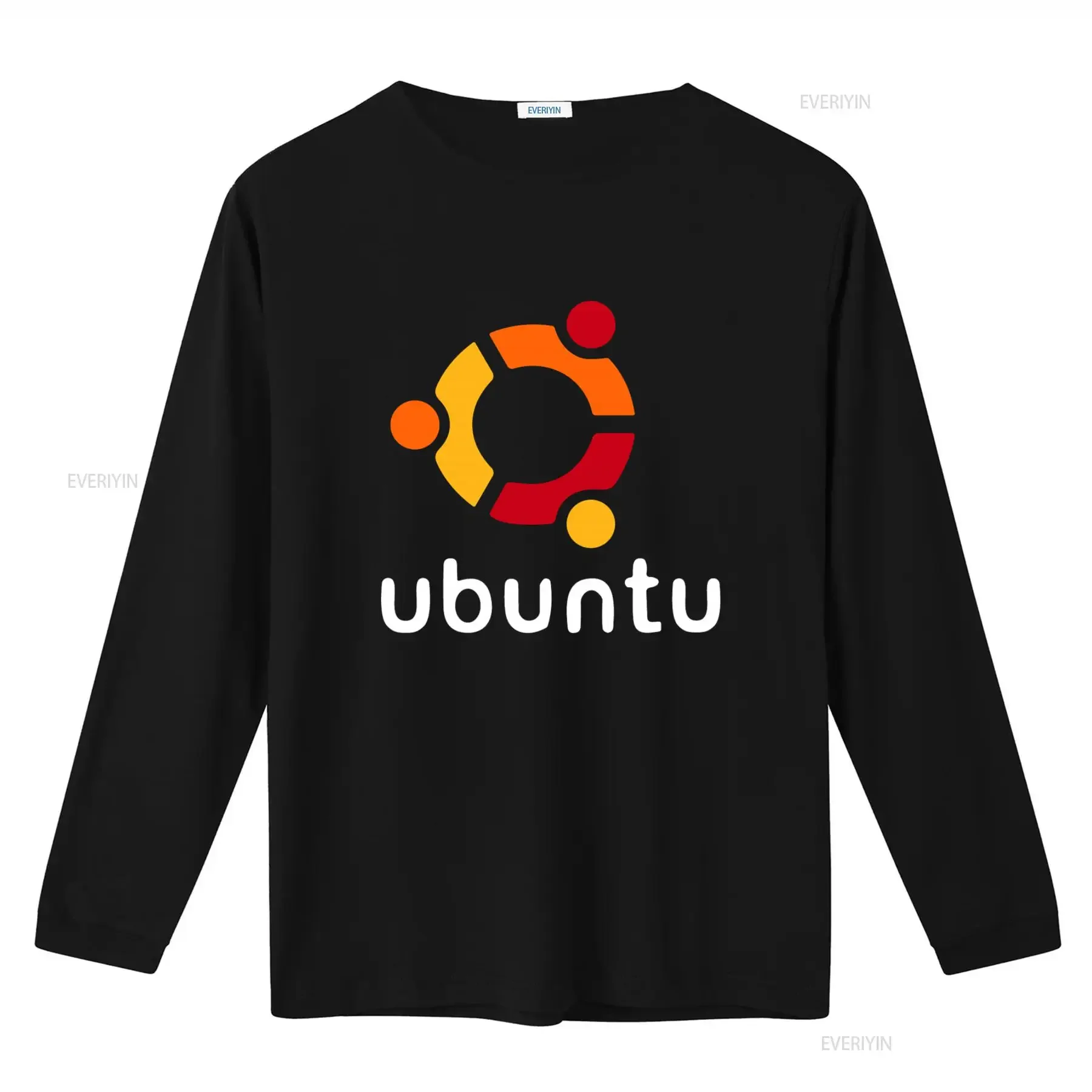 Ubuntu Linux Men's Black T Shirt with Colorful Logo Print Size S to 5XL vintage Washed Stylish Slightly Versatile Breathable