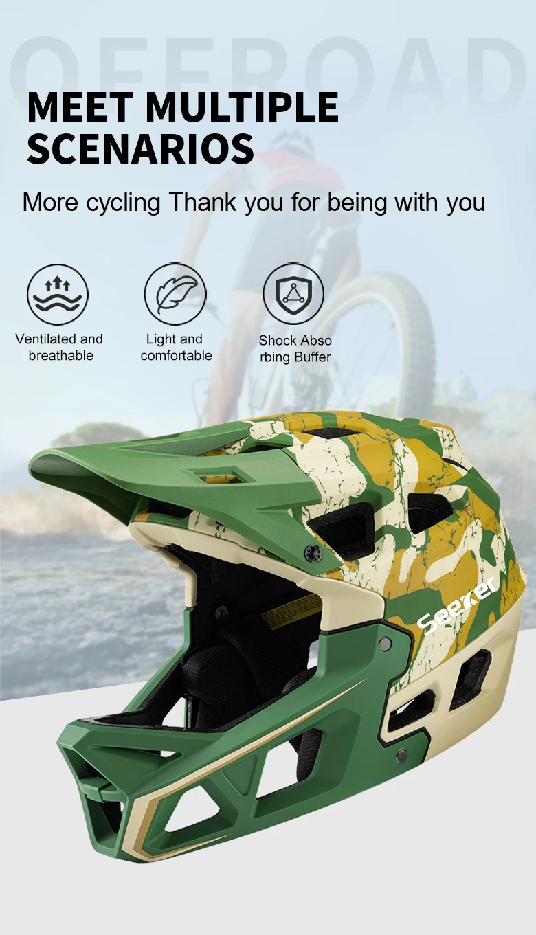 Seeker Mountainbike Tarnmuster Offroad Vollvisierhelm Leichtgewicht Outdoor Downhill Fahrrad Sicherheitsausrüstung – Detail 7