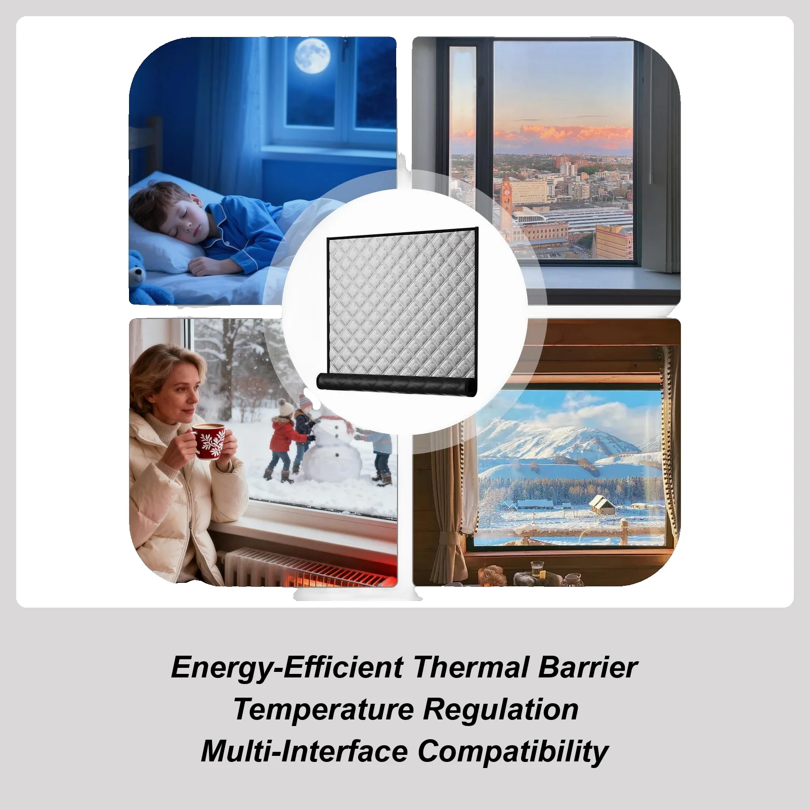 

warm winter curtains, shading, sound insulation, Insulated and windproof sealed screen windows for Home Dorm Office