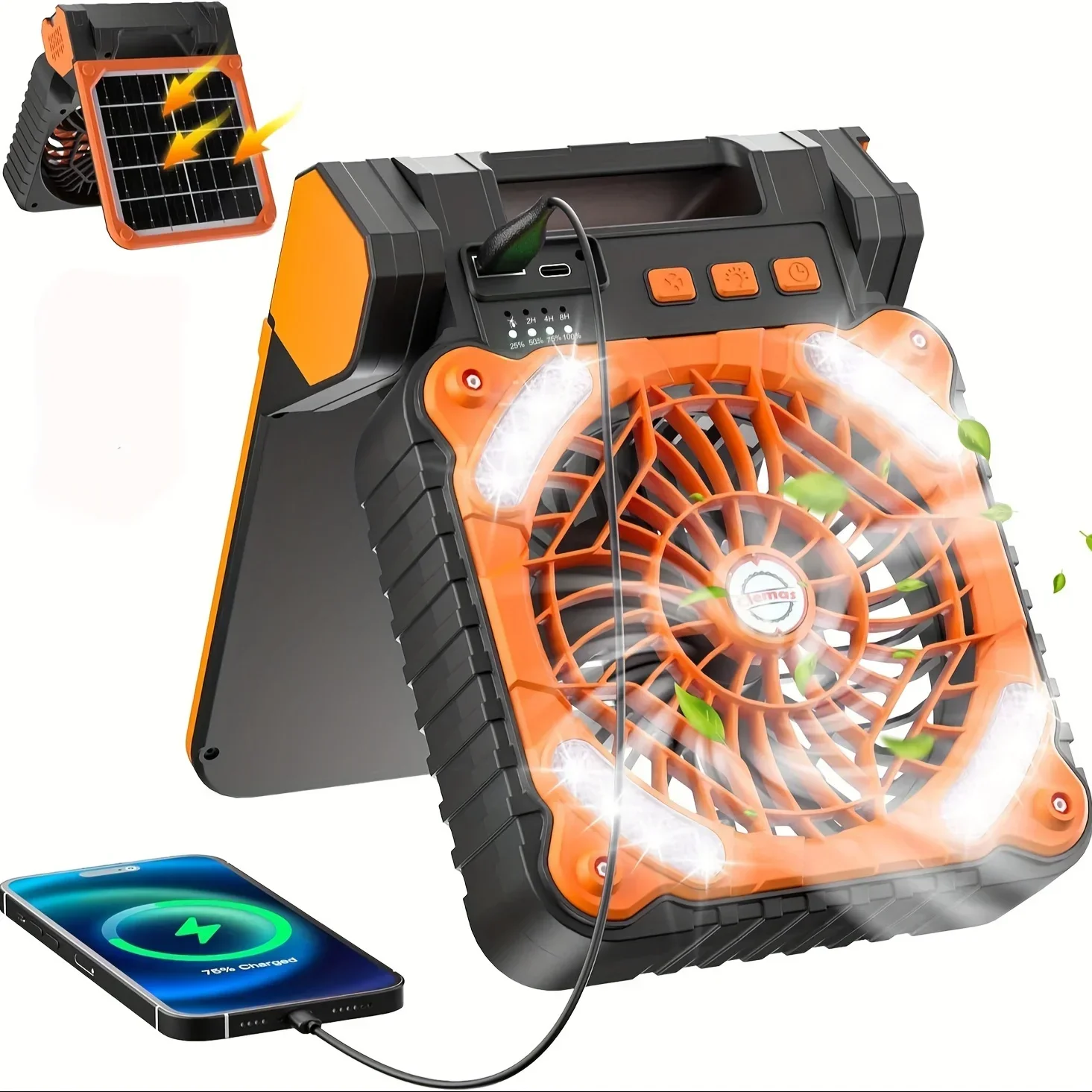 

Battery Solar-Powered Camping Fan ，Whisper-Quiet，LED Lantern for Outdoor Adventures Perfect for Tent，Picnic, Barbecue, Travel