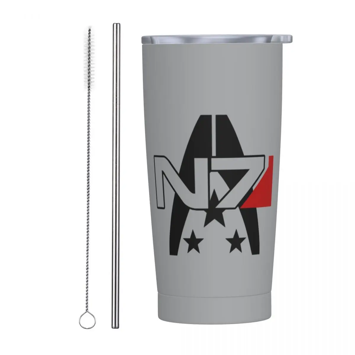 Mass Effect N7 Alliance Stainless Steel Tumbler Vacuum Insulated Mug Thermal Cold Cups Straw With Lid 20oz