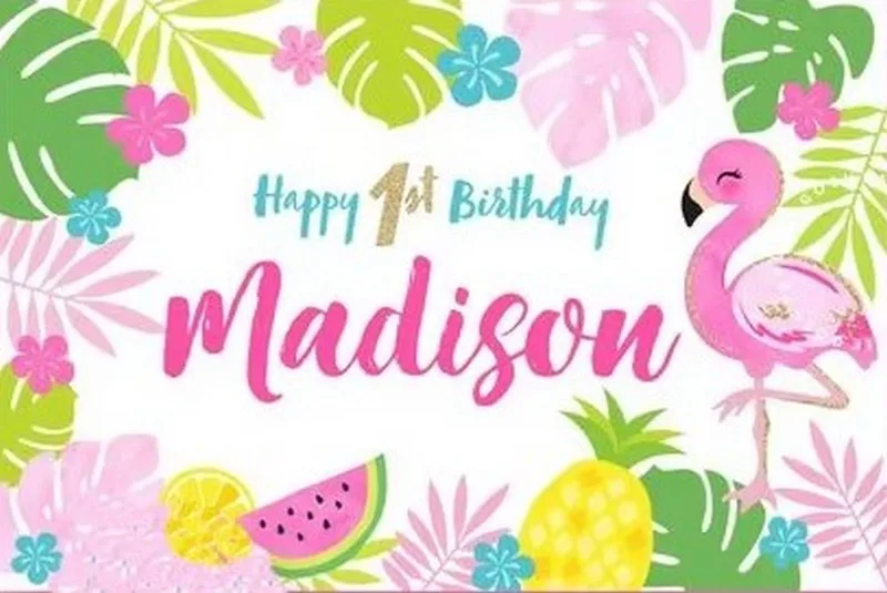 커스텀 플라밍고 파인애플 수박 꽃 잎 배경, 컴퓨터 인쇄 파티 용품, 사진 스튜디오 배경