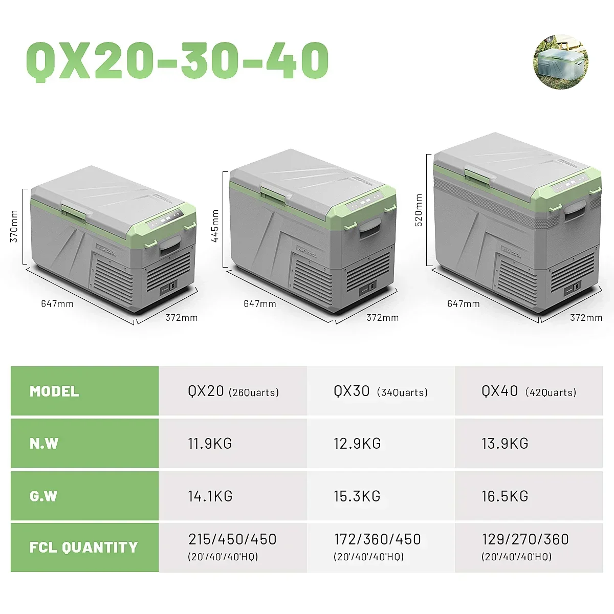 QX20 alpicool camping fridge outdoor car cooler ac/dc 24v 12v 100-240v car portable freezer refrigerator car home dual use