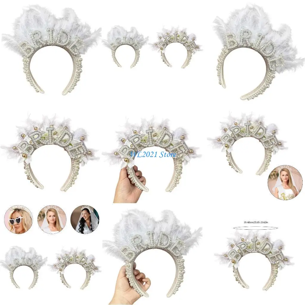 

G5GC Luxurious Pearl Embellished Headpiece with Letter Hairpieces Hair Accessory for Bridesmaids and Party Goers