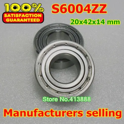 100pcs/lot free shipping SUS440C environmental corrosion resistant stainless steel deep groove ball bearings S6004ZZ 20*42*12 mm