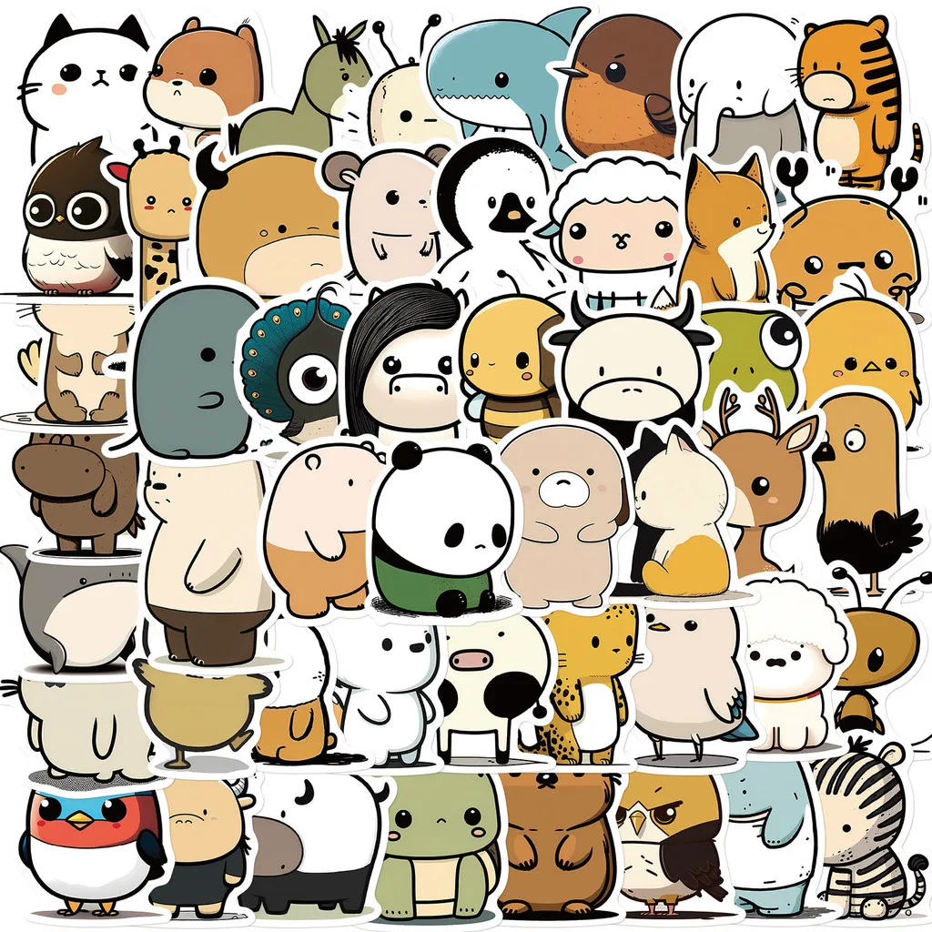 50 Stück/Set niedliche Graffiti-Aufkleber aus der Cartoon-Tier-Serie – dekorative DIY-Aufkleber mit Panda- und Katzenmotiv, RecordingYourLife Store