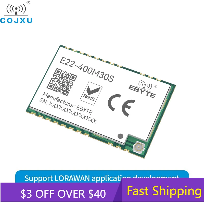 433MHz LoRaWAN SX1268 32M High-Precision TCXO Wireless LoRa Module SPI SMD 30dBm 12km Stamp Hole Cojxu E22-400M30S Module