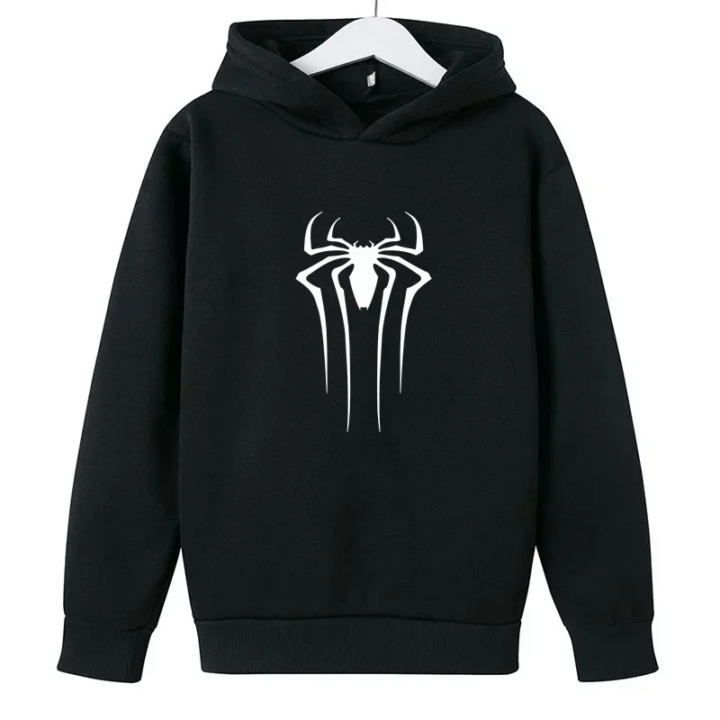 Children's Hoodie Sweatshirt Fashionable Boys and Girls Spider Print Loose Children's Fleece Sweatshirt Pullover 2-14 Years