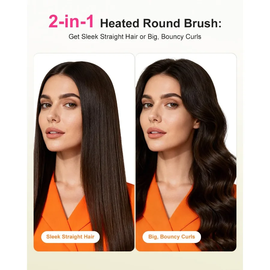 فرشاة حرارية 1 1/2 بوصة فرشاة مستديرة ساخنة مع كيس مخملي برأس قابل للفصل وجهد مزدوج للسفر سهل الإنشاء #3